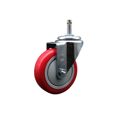 SERVICE CASTER 4'' Red Polyurethane Wheel Swivel 7/16'' Grip Ring Stem Caster SCC-GR20S414-PPUB-RED-716138